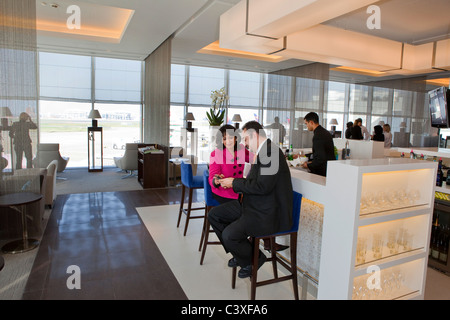 La Gulf Air Première et Classe Affaires, Salon d'embarquement à l'aéroport de Heathrow. Banque D'Images