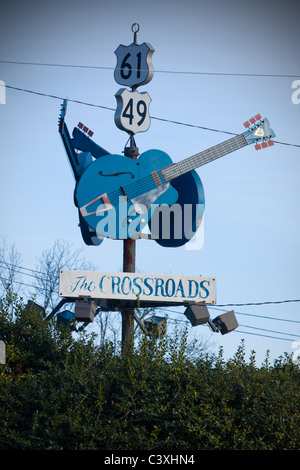 Carrefour légendaire à Clarksdale, Mississippi delta, où Robert Johnson a vendu son âme au diable Banque D'Images