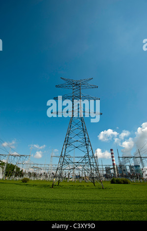 Powered de charbon centrale électrique, Opole, Silésie, Pologne Banque D'Images