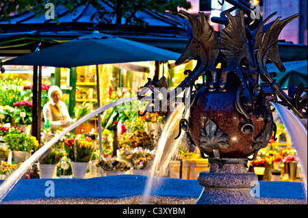 Marché aux fleurs sur le Solny Square, Wroclaw, Pologne Banque D'Images