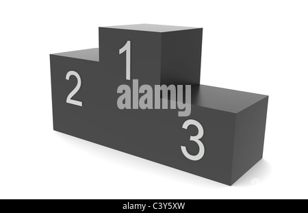 Podium. Podium noir isolé sur blanc. Banque D'Images