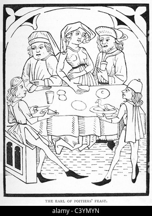 Xylographie médiévale de l'histoire de Mélusine. Le comte de Poitiers, La fête Banque D'Images