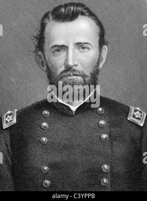 Ulysses S. Grant (1822-1885) sur gravure de 1800. 18e président des États-Unis (1869-1877) et commandant militaire. Banque D'Images