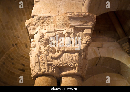 L'Espagne, l'Europe, Soria, de San Juan de Duero, cloître, monastère, détail, colonne, Banque D'Images