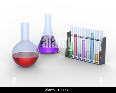 Le rendu 3D de l'équipement de laboratoire chimique Banque D'Images