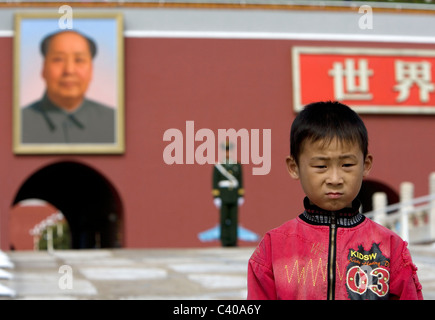 Les gens de la Place Tiananmen, Pékin, Chine Banque D'Images