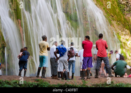 Cascada cascade El Limon, Las Terrenas, Péninsule de Samana, République Dominicaine Banque D'Images