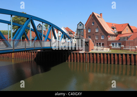 Gel, bridge, Dortmund Ems canal, Hase, Meppen, Emsland, Basse-Saxe, Allemagne, Europe Banque D'Images