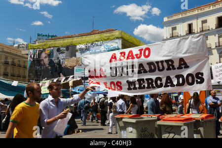 15M mouvement camp à Puerta del Sol Madrid Espagne Banque D'Images