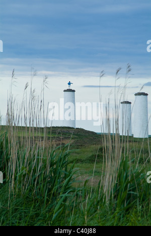 Metal Homme Voyage grand tour Balise de Newtown Head Tramore County Waterford Munster, République d'Irlande côté mer tour d'avertissement Banque D'Images