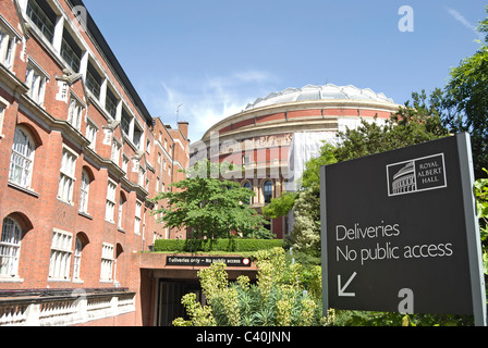 Pas de livraisons l'accès du public à signer à l'arrière du Royal Albert Hall, Londres, Angleterre Banque D'Images