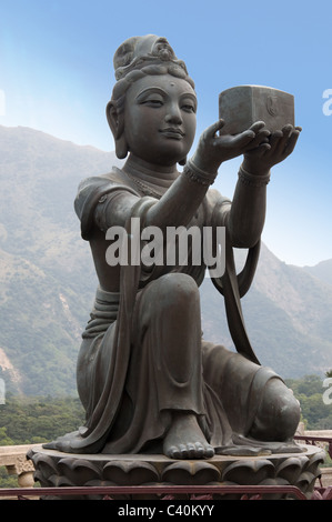 Temple Tian Tan Buddha géant ancien, architecture, art, Asie, Asiatique, l'attraction, l'arrière-plan, grand, laiton, bronze, Bouddha, Banque D'Images