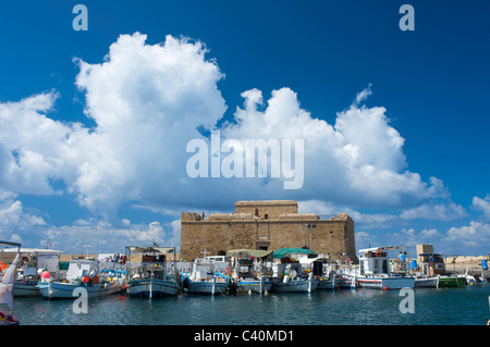 Le sud de Chypre, Chypre, Europe, island, île, Mer Méditerranée, Europe, European, Paphos, Paphos, Harbour, Port, fort Banque D'Images