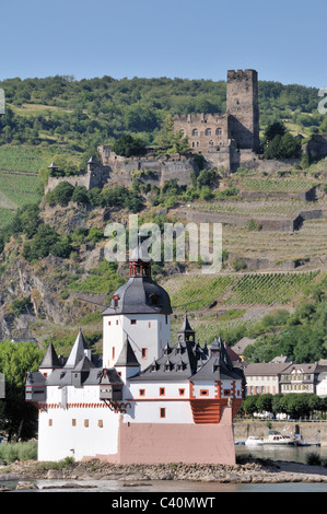 L'architecture, bastion, arrangement de connexion, le château, l'Allemagne, l'Europe forteresse, Kaub, monument culturel, vallée du Rhin moyen, Banque D'Images