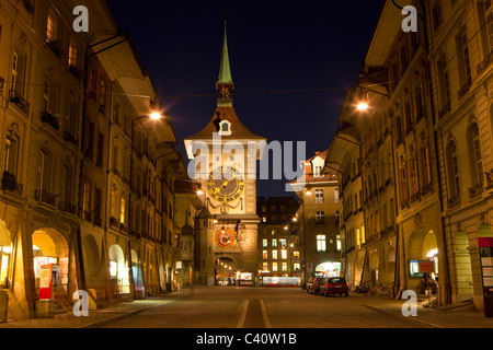 Bern, Berne, Suisse, Europe, le canton de Berne, ville, ville, capitale, vieille ville, maisons, maisons, Lane, Tour, tour, Zeitglockenturm, Banque D'Images