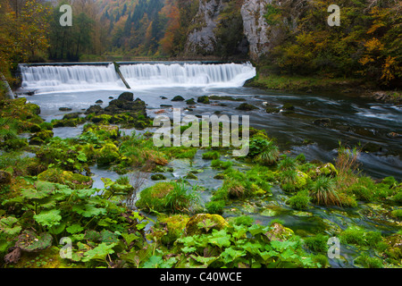 Doubs-Le Theusseret, Suisse, Europe, canton Jura, rivière, écoulement, conduite forcée, d'une chute d'automne Banque D'Images