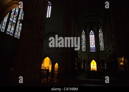 Vitraux à l'intérieur de l'église Saint Martin, Colmar, France Banque D'Images