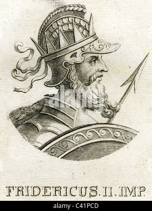 Frederick II, 26.12.1194 - 13.12.1250, Saint Empereur Romain 1220 - 1250, portrait, gravure sur cuivre, 18e siècle, l'artiste n'a pas d'auteur pour être effacé Banque D'Images