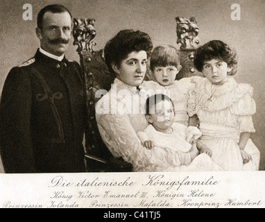 Victor Emmanuel III, 11.11. 1869 - 28.12.1947, Roi D'Italie 29.7.1900 - 29.7.1946, Avec Famille, Reine Helen, Princesse Yolanda, Princesse Mafalda, Prince Héritier Umberto, 1905, Banque D'Images