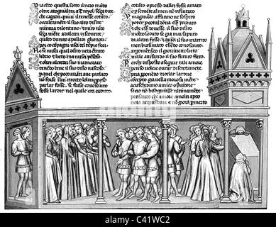 Boccaccio, Giovanni, 1313 - 21.12.1375, auteur/écrivain italien, , Banque D'Images