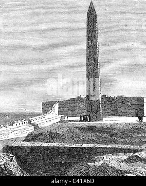 Géographie / Voyage, Egypte, Alexandrie, obelisks, 'Cleopatra's Needle', transporté à Londres 1877 et New York 1881, vue, gravure de bois, 19e siècle, , droits additionnels-Clearences-non disponible Banque D'Images