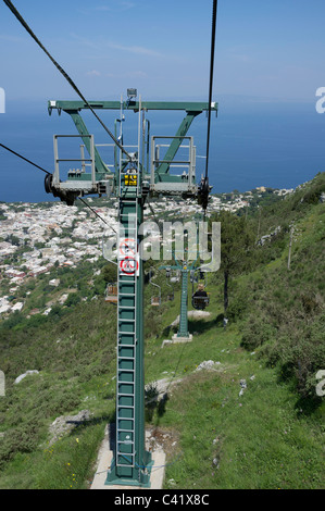 En ordre décroissant sur le télésiège du mont Solaro à Anacapri Banque D'Images