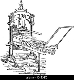 19ème siècle illustration de livre, prises à partir de la 9e édition (1875) de l'Encyclopédie Britannique, de l'Albion presse à imprimer Banque D'Images