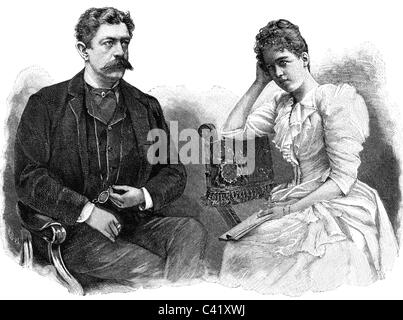 Bismarck, Herbert prince von, 28.12.1849 - 18.9.1904, politicien allemand, demi-longueur, avec comtesse Marguerite Hoyos, gravure en bois, 1892, , Banque D'Images