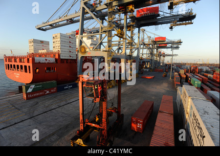 L'Uruguay Montevideo , port de conteneurs du terminal de Katoen Natie et TCP-conteneurs de la compagnie maritime allemande Hambourg Sued Banque D'Images