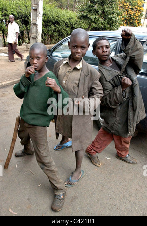 Les enfants des rues de Nairobi, Kenya, Afrique Banque D'Images