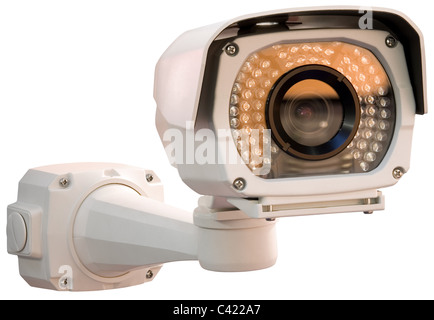 Caméra de sécurité gris isolé avec clipping path Banque D'Images