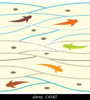 Une structure de poisson qui nage à l'aide d'onde. Banque D'Images