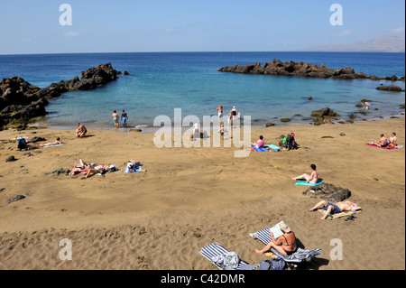 Beach Cove et de Playa, Chica, La vieille ville de Puerto del Carmen, Lanzarote - Canaries Banque D'Images