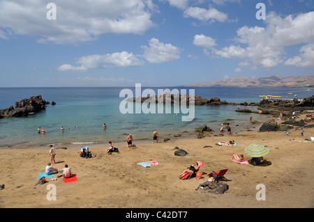 Beach Cove et de Playa Chica, La vieille ville de Puerto del Carmen, Lanzarote - Canaries Banque D'Images