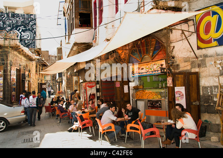 Centre de Damas Syrie Étudiants Cafe café thé Banque D'Images