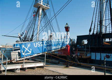 Le USS Constitution Ironside bateau dans le chantier naval de Boston Banque D'Images