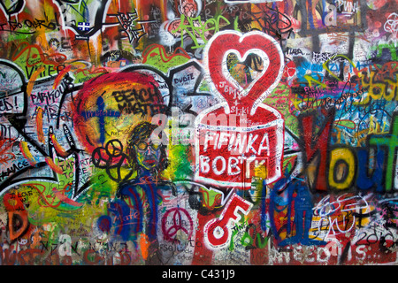 Le mur John Lennon à Prague Banque D'Images