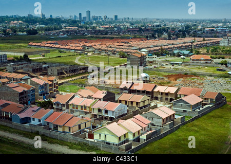 Immobilier à la périphérie de Nairobi, Kenya, vue aérienne Banque D'Images