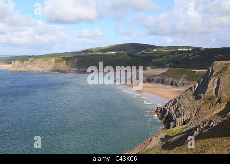 Trois falaises Bay, Gower, ville et comté de Swansea, Pays de Galles, Royaume-Uni Banque D'Images