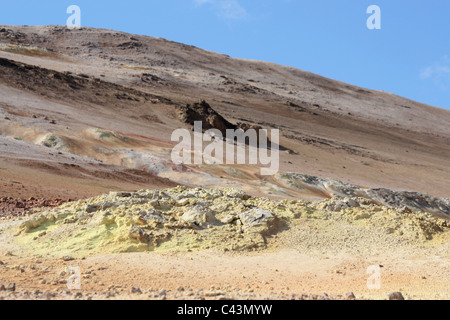 L'Islande, l'île volcan, en Europe, nature, paysage, paysage, Namaskard, 73320 Sollfataren, soufre, soufre, active, volcan, z Banque D'Images
