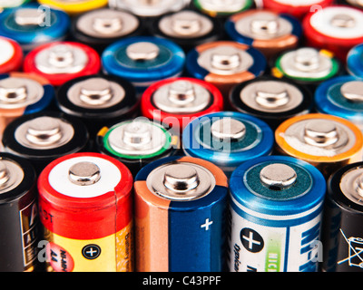 Arrière-plan de concept batteries colorés Banque D'Images