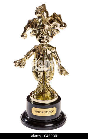 Le Joker dans 'pack', statuette produite comme prix de la BBC 1992 Programme tv du même nom organisé par Marti Caine JMH4966 Banque D'Images