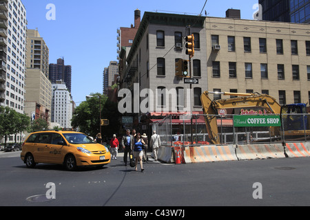 Construction de la 2e Avenue, Métro, Upper East Side, Manhattan, New York City, USA Banque D'Images