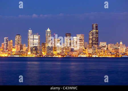 Seattle Skyline de Alki Beach, États-Unis Banque D'Images