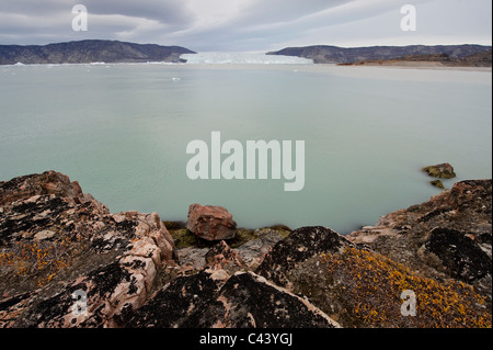 Le Groenland, l'Europe, côte ouest, Eqip Sermia, glacier, côte, mer, paysage Banque D'Images