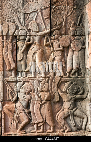 Bass-reliefs. Temple Bayon. Angkor Thom. Cambodge Banque D'Images