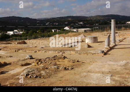 Ruines de Milreu. Villa romaine (1er - 4e siècle après J.-C.). Vue d'ensemble. Estoi, près de Faro. Algarve. Le Portugal. Banque D'Images