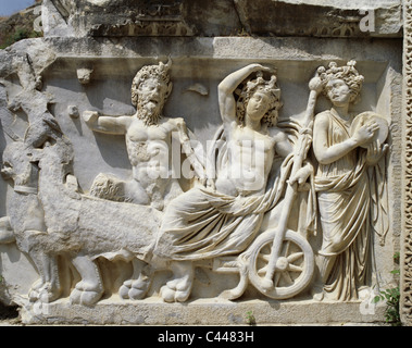 L'autre, maison de vacances, monument, méditerranéenne, Perge, reliefs, Roman, tourisme, Voyage, Turquie, vacances, Banque D'Images