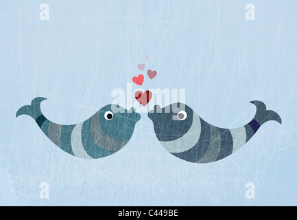 Deux poissons s'embrasser Banque D'Images