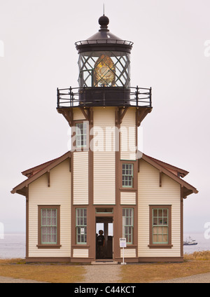 MENDOCINO County, Californie, USA - personnes visitent Point Cabrillo Light Station. Banque D'Images